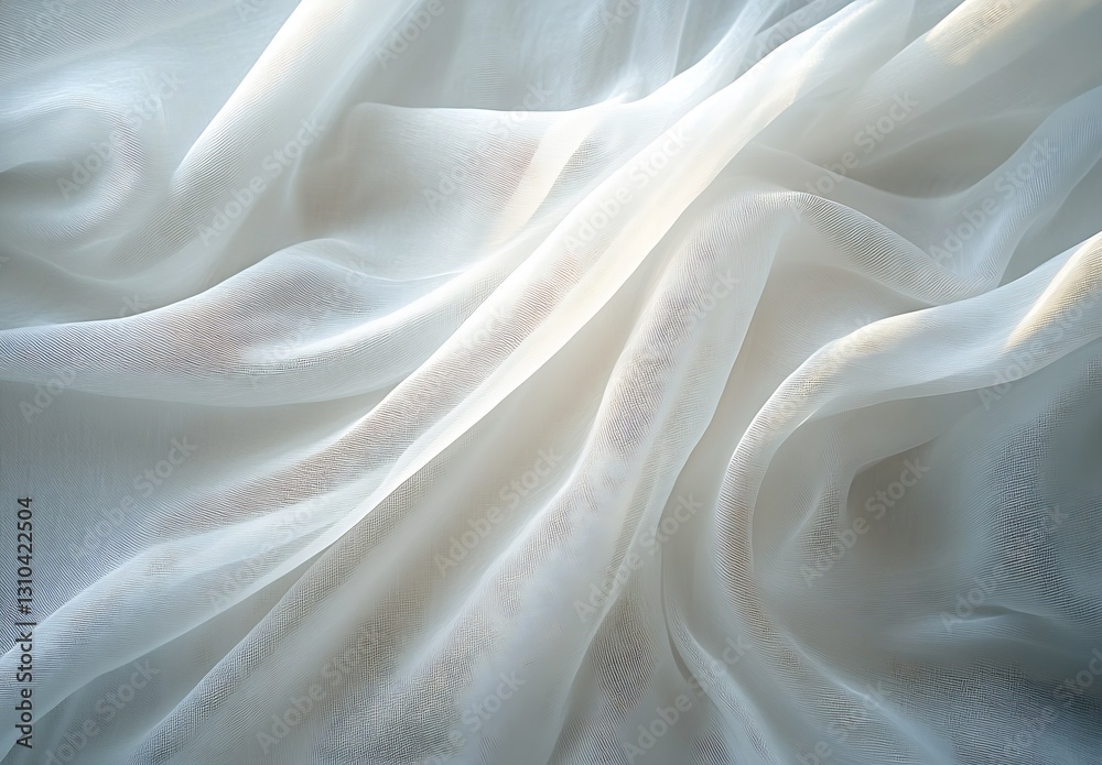 Poster soft and ethereal white fabric draped gracefully in natural light for elegant backgrounds : generati
