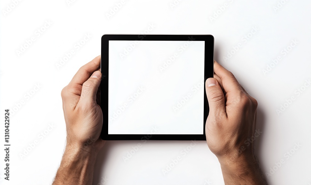 Poster Hands Holding a Blank Tablet Device Ready for Digital Interaction and Creativity : Generative AI