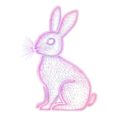 Obraz premium A glowing neon Easter bunny outline, isolated on transparent background.