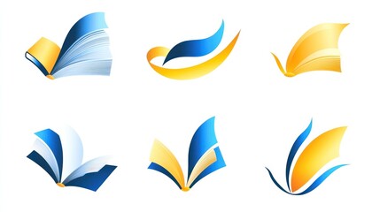 Fototapeta premium Abstract book logos collection, various shapes and colors, graphic design elements