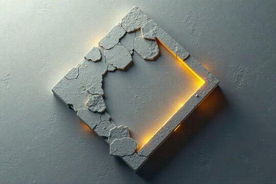 Abstract geometric shape in gray with yellow outline, geometry, shapes, yellow