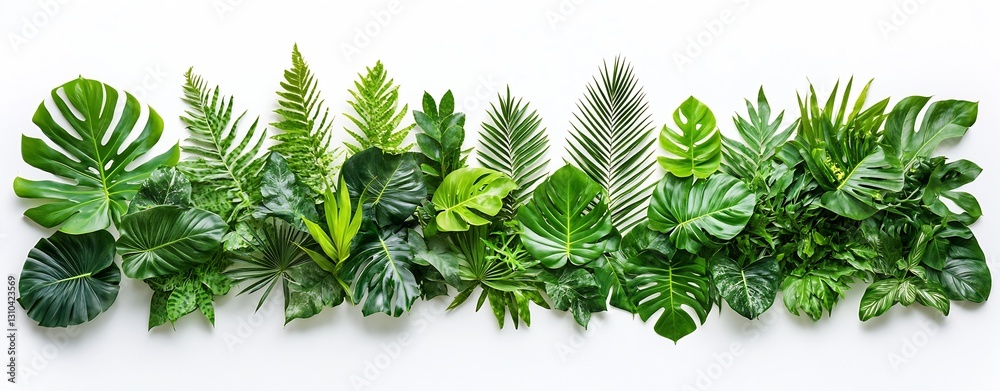 Aufkleber Vibrant array of lush green foliage seamlessly blending for a stunning botanical layout with natural elegance : Generative AI