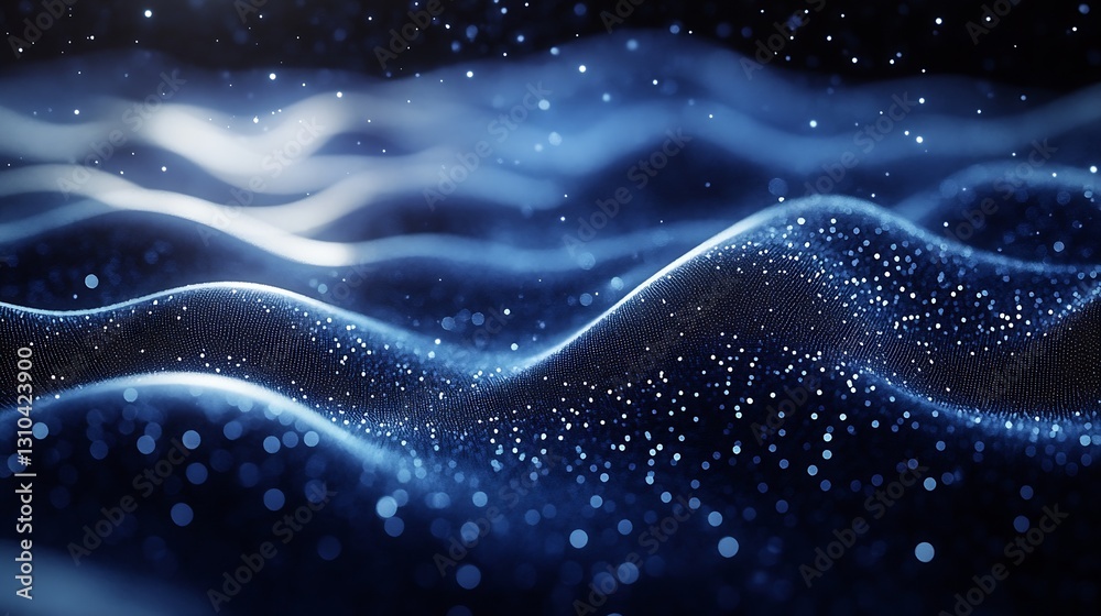 Leinwandbilder Dynamic and vibrant waves of shimmering light and particles creating an engaging oceanic scene : Generative AI