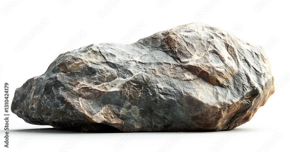 Aufkleber large natural rock with rough surface texture isolated on a white background : generative ai