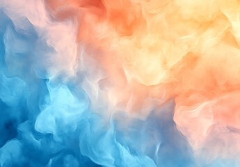Obraz premium Flowing abstract art piece featuring warm orange and cool blue hues creating a dynamic vibrant composition : Generative AI