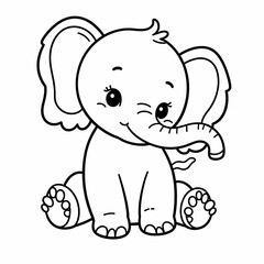 Fototapeta premium Baby Elephant Coloring Page