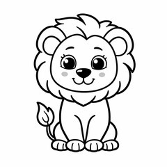 Cute Baby Lion Coloring Page – Adorable Cartoon Jungle Animal for Kids