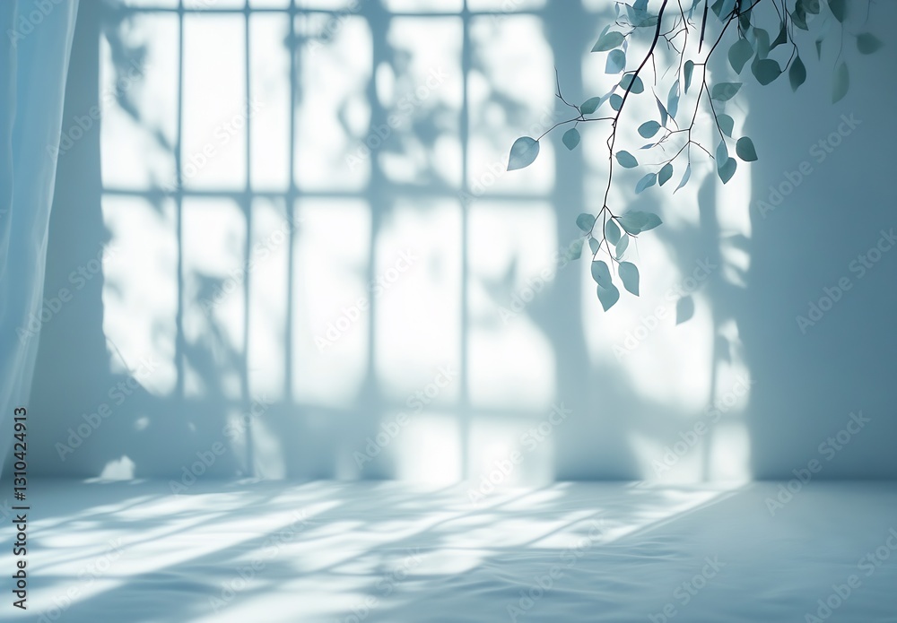 Fototapete calming shadows and soft leaves casting tranquil light in a serene indoor setting : generative ai