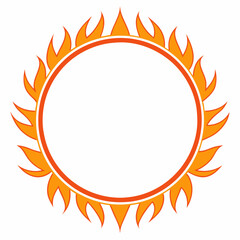 Fiery Sun Circle Frame Border Vector Illustration
