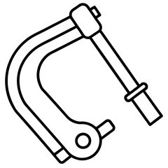 C-Clamp Outline Vector Illustration – Simple Construction Tool Line Art Clipart, Simple C-Clamp outline vector illustration, perfect for clipart, cartoons, and construction design.