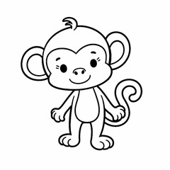Cute Baby Monkey Coloring Page for Kids &ndash; Simple and Bold Animal Illustration