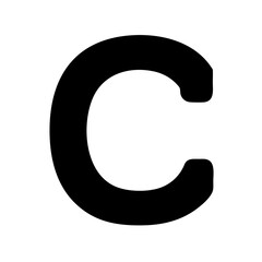 the black letter "C" on isolated background, vector illustration