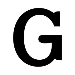 black letter "G" against a isolated backdrop, vector illustration