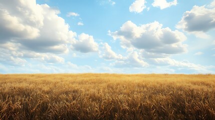 Golden Wheat Field Under a Cloudy Sky