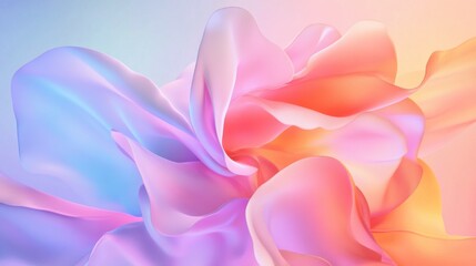Obraz premium Abstract Pastel Flowing Fabric Soft Pink, Orange, and Blue Swirls