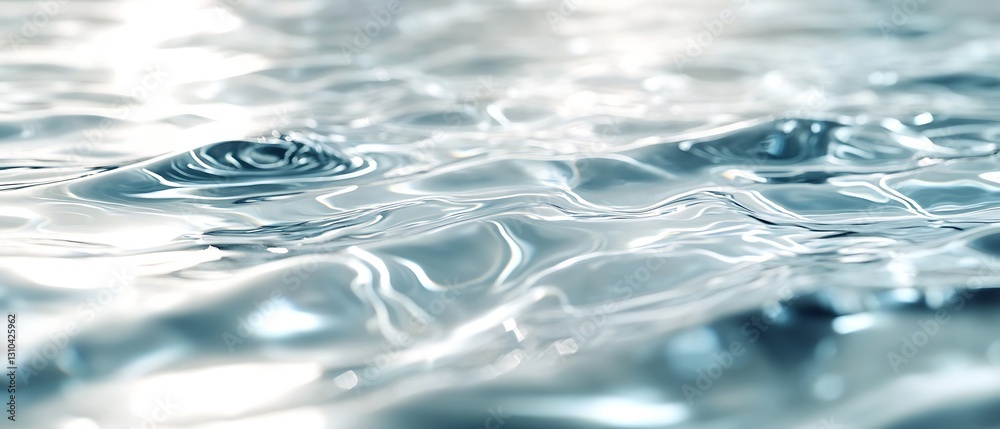 Poster Calming CloseUp of Gentle Water Surface with Beautiful Reflections and Ripples : Generative AI