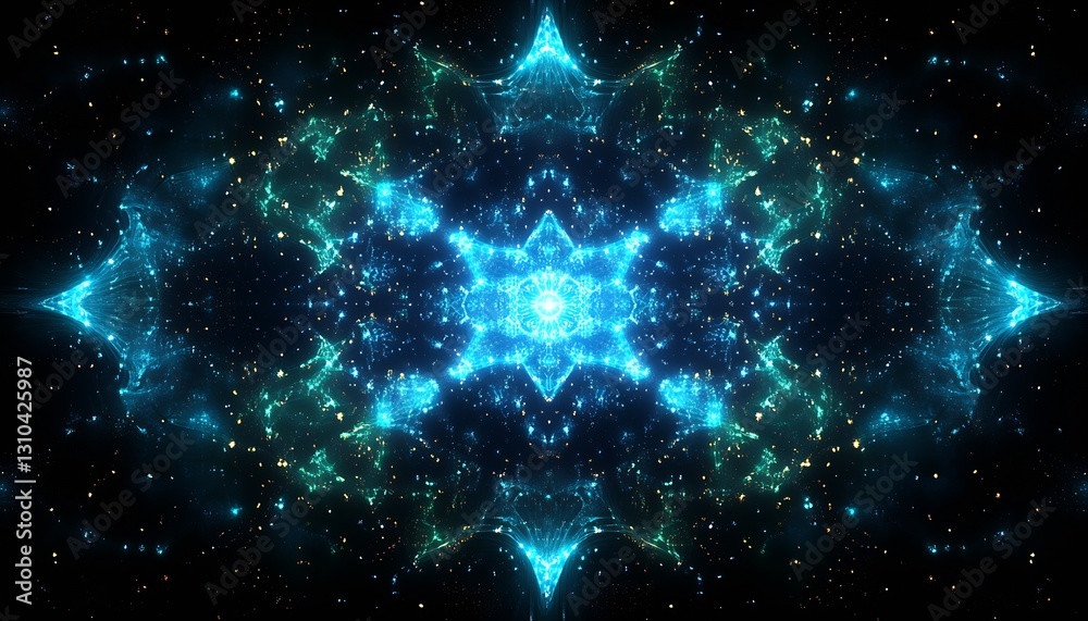 Aufkleber captivating digital artwork depicting a cosmic scene filled with shining stars and glowing patterns 