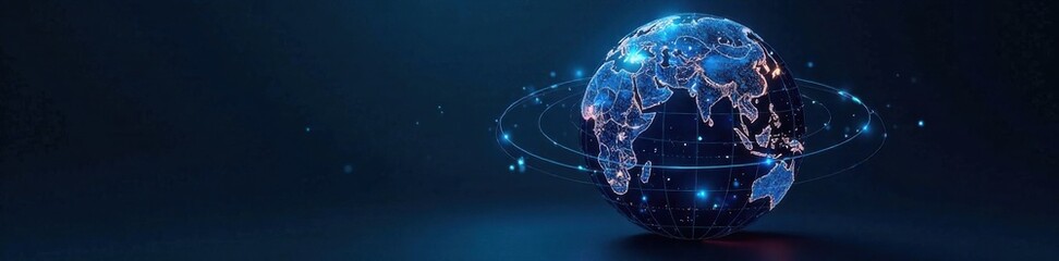 Black and blue web globe with navigation lines, online, design, website