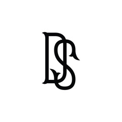 Naklejka premium DS monogram logo design letter text name symbol monochrome logotype alphabet character simple logo
