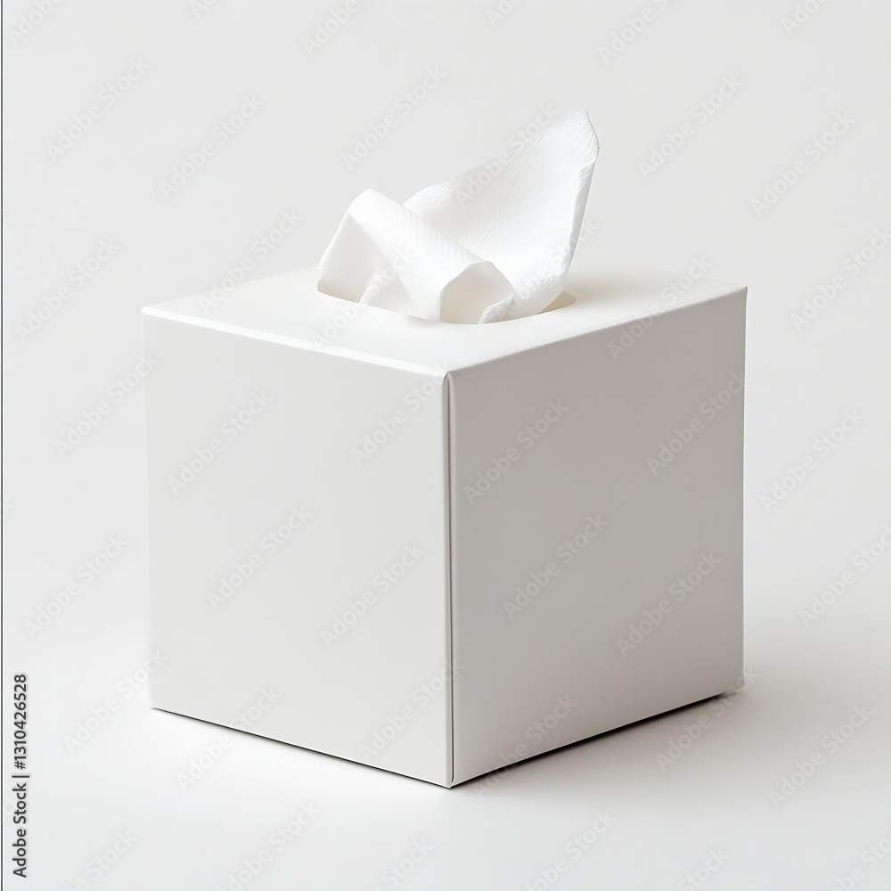 Aufkleber elegant white tissue box design with tissues peeking out and clean background : generative ai