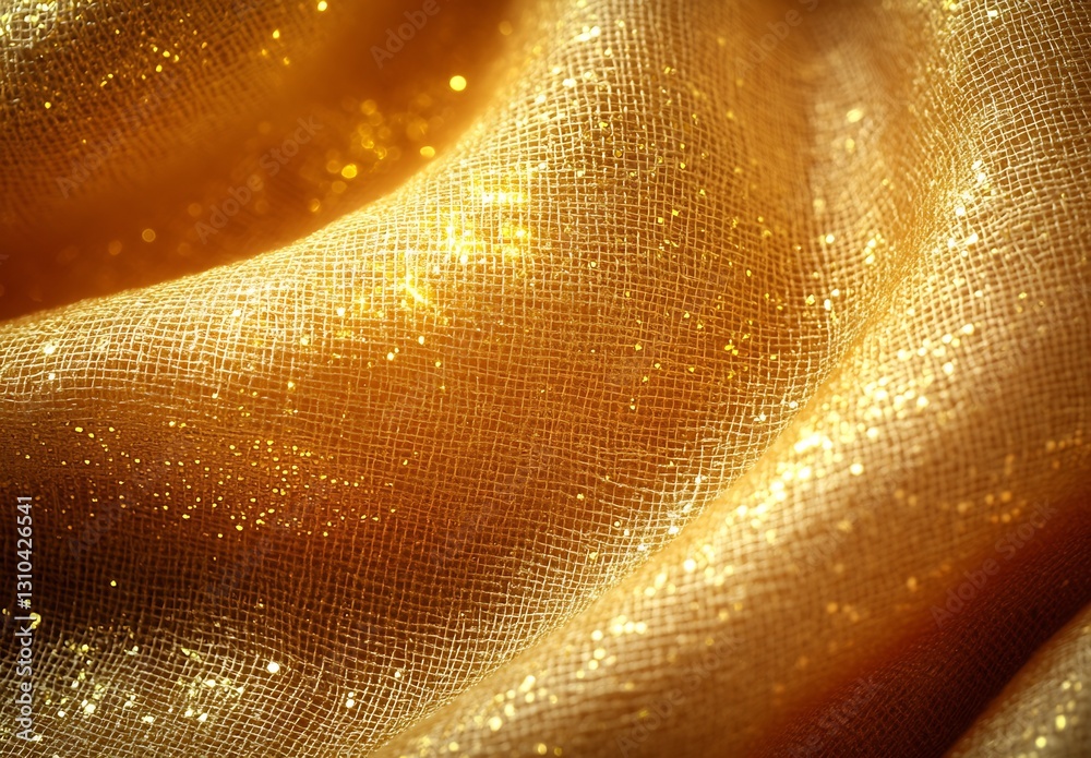 Poster luxurious golden silk fabric texture with shimmering elements for elegant design projects : generati