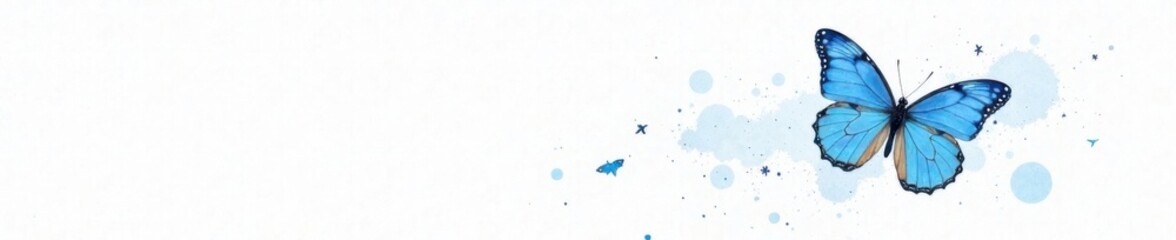 blue watercolor butterfly on white background, butterfly illustration, floral motif, natural beauty