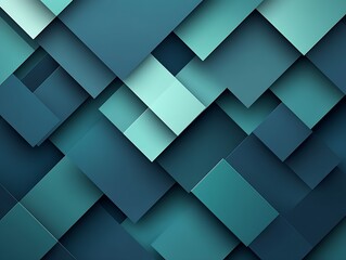 Obraz premium Layered geometric shapes in shades of blue and green creating a modern abstract design : Generative AI