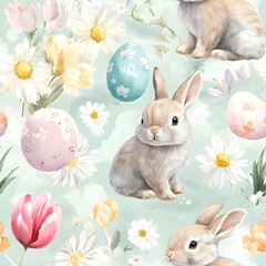 Seamless watercolor easter pattern
