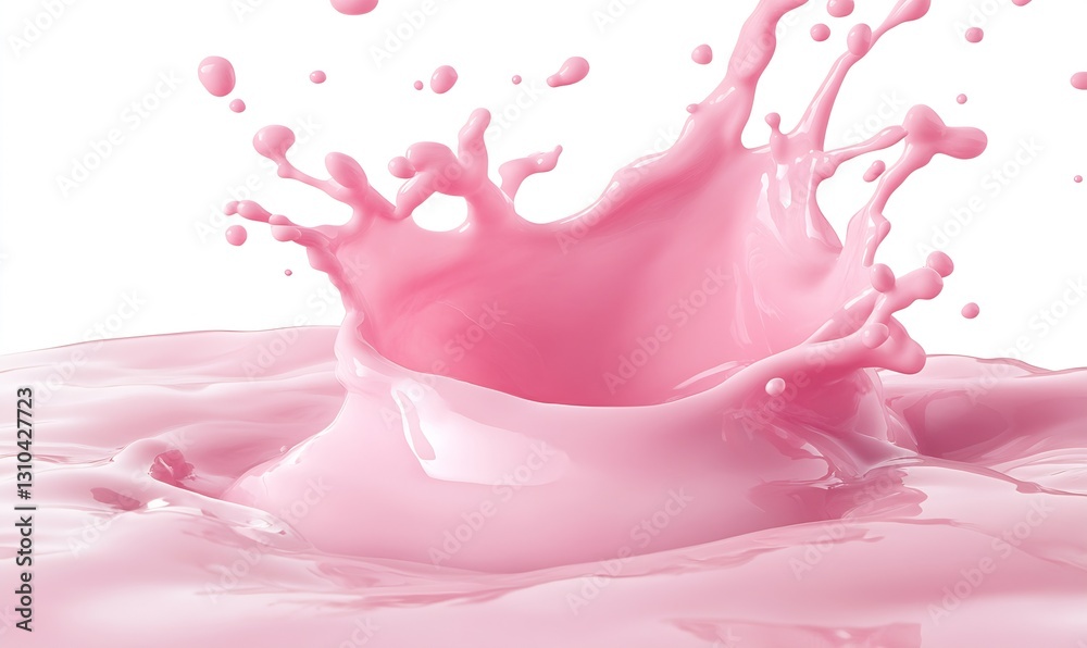 Poster vivid pink liquid splashing upwards showcasing movement and elegance for artistic representation in 