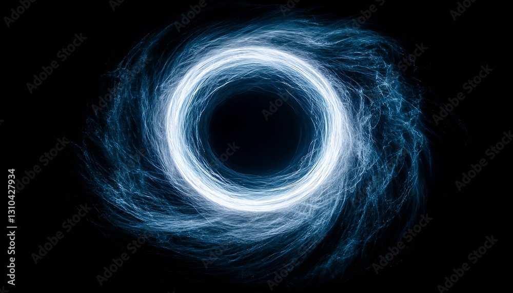 Poster fascinating glowing ring effect created with swirling blue light on a dark background giving a sense