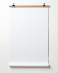 Blank wall poster mockup with wooden clip for creative presentations and artwork display : Generative AI