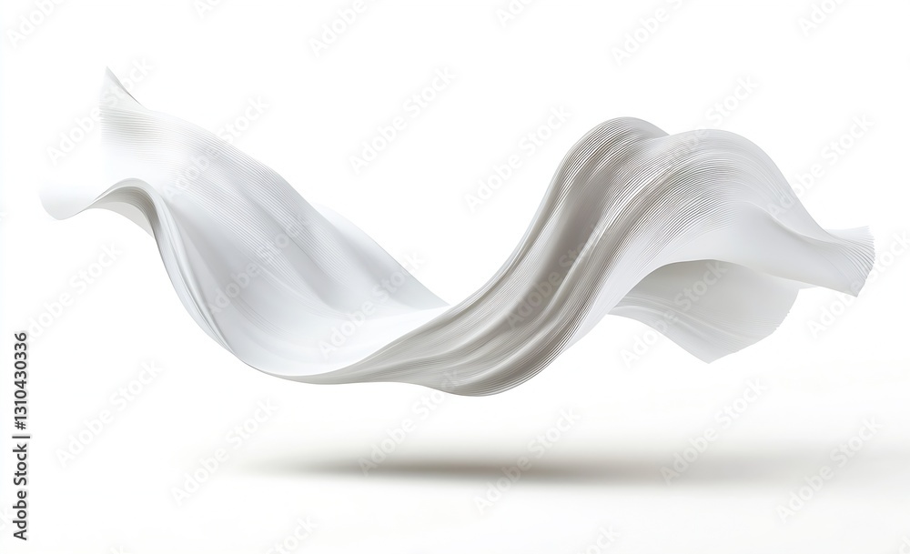 Poster Elegant flowing white fabric creating a soft wave motion against a clean background : Generative AI