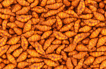 Croissants background, wallpaper. 3D rendering