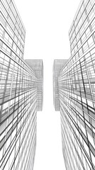Fototapeta premium Abstract view of modern glass skyscrapers with white background for urban development presentation