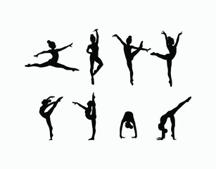 Elegant Gymnast Girl Silhouette Vector Template