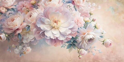 Dreamy Pastel Floral Nursery Holiday Backdrop - Watercolor Style Stock Photo