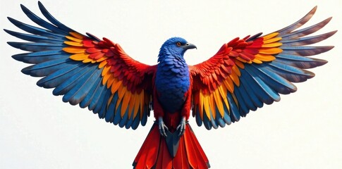 Colorful bird wings spread wide open, feathers, wings, vibrant