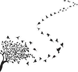 Birds and Tree in freedom Vector