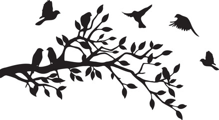 Birds and Tree in Peace Vector