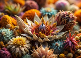 Fototapeta premium Dried Floral Herb Arrangement Texture Background - Paper Craft Concept