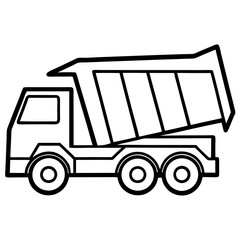 Dump Truck Line Art Construction Vector Illustration – Clipart & Cartoon Design, High-quality dump truck line art vector illustration, perfect for clipart, cartoons, and construction designs.