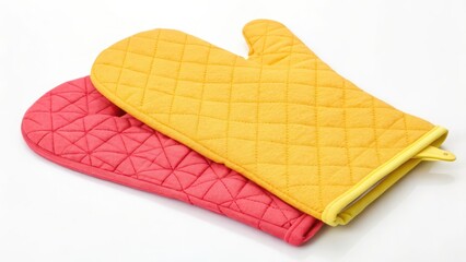 Oven Mitts, Yellow, Red, Quilted, Kitchen Utensils