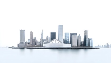 Fototapeta premium Cityscape Skyline Featuring Modern Architecture and a Dome