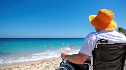Senior couple enjoying a sunny beach day by the sea