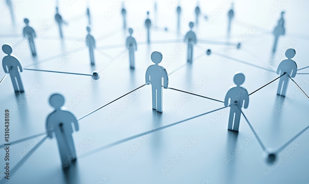 Poster digital connections concept with silhouettes of people linked by lines in a modern abstract design r