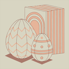 Minimalist 3D Render – Decorative Textured Eggs with Symmetrical Patterns