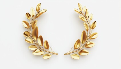 Gold Laurel Wreath on White Background (2)