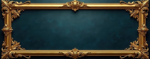 Ornate gold vintage scroll frame with delicate filigree and Baroque patterns, frame, antique