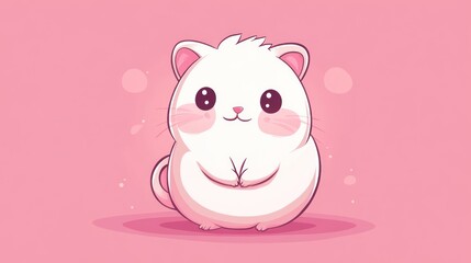 A cute cartoon white animal with pink cheeks and ears