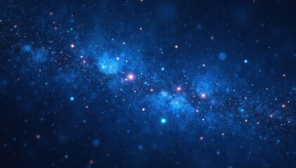 Naklejka premium Sparkling starfield in midnight blue with glittering celestial bodies, cosmos, nebula